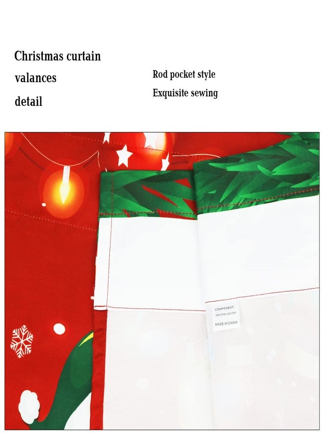 Deztibos Christmas Tree and Snowman Kitchen Window Valances Merry Christmas Candy Stick Home Window Treatment Topper Decoration with Rod Pocket Ball Ornaments Short Curtains 52x18inch - Image 4